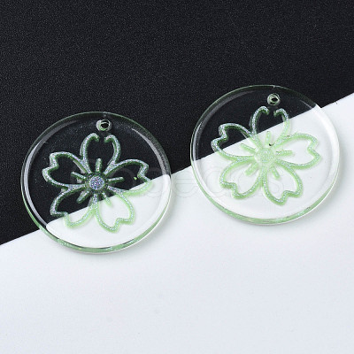 Transparent Resin Pendants RESI-N030-004C-1