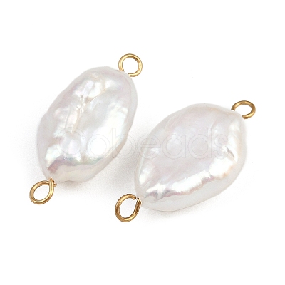 Natural Freshwater Pearl Keshi Pearl Nuggets Connector Charms STAS-D378-16G-1