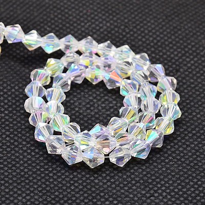 Imitate Austrian Crystal Electroplate Bicone Glass Bead Strands LS-GLAA-F029-6x6mm-A01-1