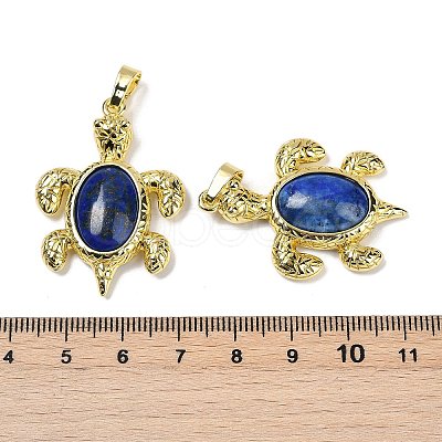 Dyed Natural Lapis Lazuli & Brass Pendants KK-F887-01G-16-1