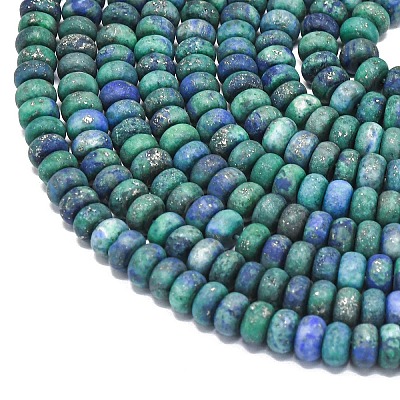 Dyed Natural Chrysocolla and Lapis Lazuli Beads Strands G-P575-A35-6x4mm-1