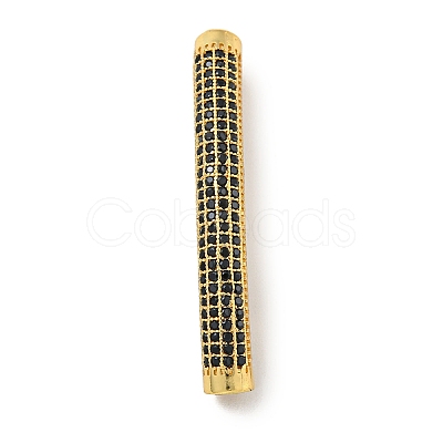 Brass Micro Pave Black  Cubic Zirconia Beads KK-G493-15G-02-1