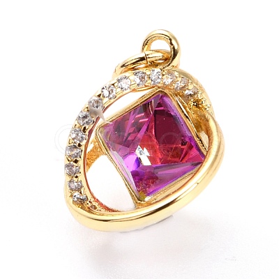 Brass Micro Pave Cubic Zirconia Pendants ZIRC-O044-19E-G-1