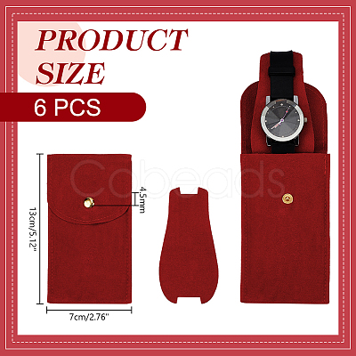 Rectangle Velvet Single Watch Storage Bag with Flip Cover ABAG-WH0038-59-1