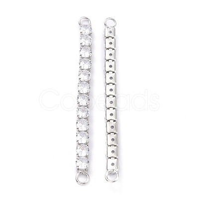 Brass Clear Round Cubic Zirconia Links Connectors ZIRC-G170-23B-P-1