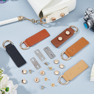 6 Bags 6 Styles Alloy D Ring Clasps with PU Leather Tab FIND-FH0017-23-1