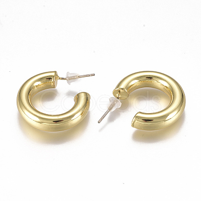 Brass Stud Earrings EJEW-F244-02G-1