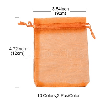 20Pcs 10 Colors Rectangle Organza Drawstring Bags CON-YW0001-31A-1