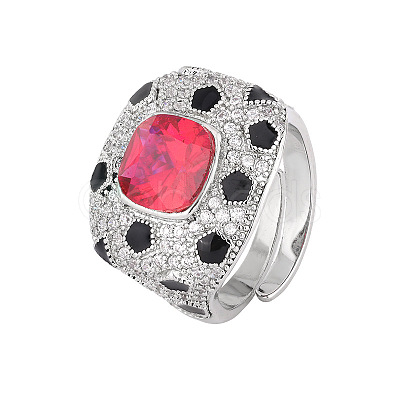 Brass Micro Pave Cubic Zirconia Finger Rings for Women FS-WGAB9AD-01-1