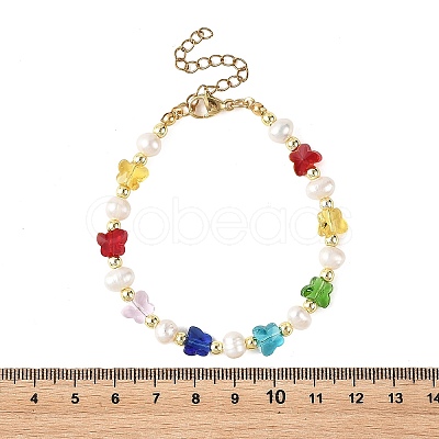 Glass Butterfly & Natural Freshwater Pearl & Synthetic Non-magnetic Hematite Beaded Bracelets BJEW-JB14175-1