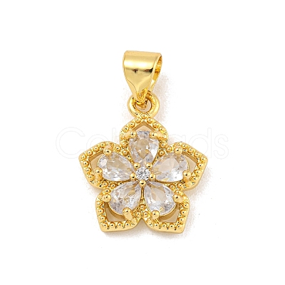 Rack Plating Brass Micro Pave Cubic Zirconia Pendants KK-G513-17G-1