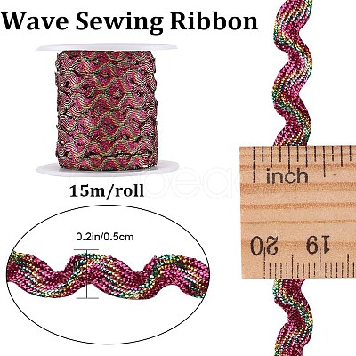 1Pc Sparkle Wavy Polyester Ribbons OCOR-GF0003-01B-1