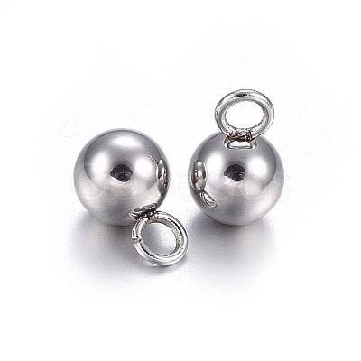 Tarnish Resistant 304 Stainless Steel Sphere Charms X-STAS-O107-04P-A-1