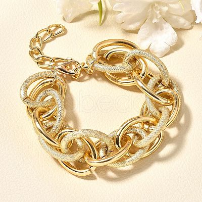 Punk & Hiphop Style Alloy Rolo Chains Link Bracelets for Women Men LS-BJEW-K270-01G-1