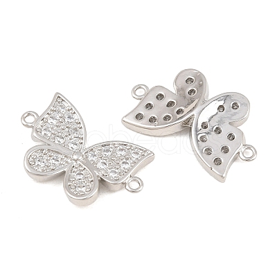 Brass Micro Pave Clear Cubic Zirconia Connector Charms CU-CBA908F-04P-04-1