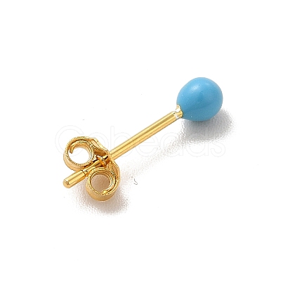 Enamel Round Ball Stud Earrings EJEW-C020-01G-07-1