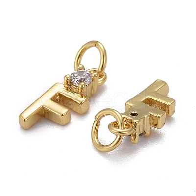 Brass Micro Pave Clear Cubic Zirconia Pendants ZIRC-Z011-35F-1