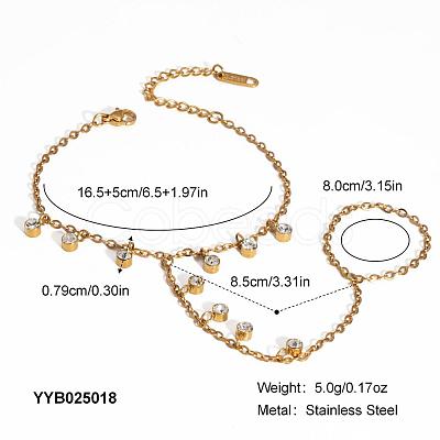 304 Stainless Steel Cable Chain Finger Ring Bracelets XO2335-6-1