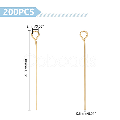 200Pcs 304 Stainless Steel Eye Pins STAS-UN0054-76-1