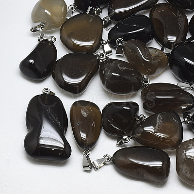 Natural Smoky Quartz Pendants G-T122-32B-1