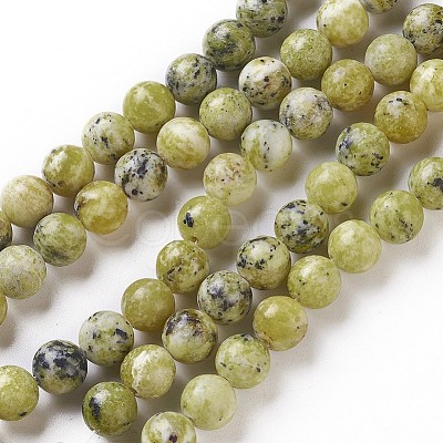 Natural Yellow Turquoise(Jasper) Beads Strands X-G-Q462-6mm-22-1