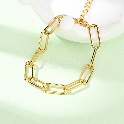 304 Stainless Steel Paperclip Chain Bracelets for Women BJEW-F536-22G-1