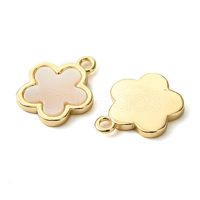 Brass Pave Shell Charms KK-M277-04A-G-1