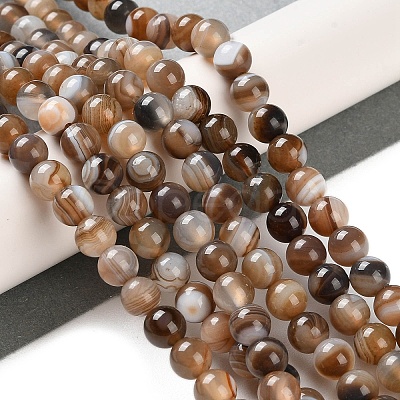 Natural Striped Agate/Banded Agate Beads Strands G-Z060-A01-A14-1