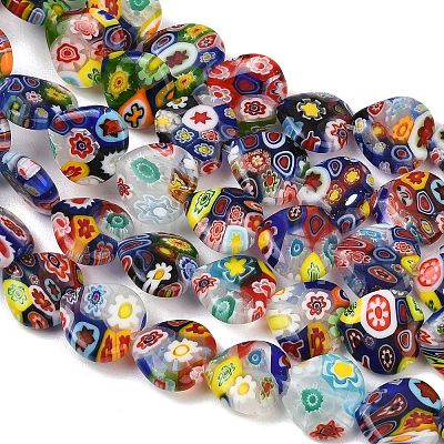 Handmade Millefiori Glass Heart Bead Strands LK-P017-14-1