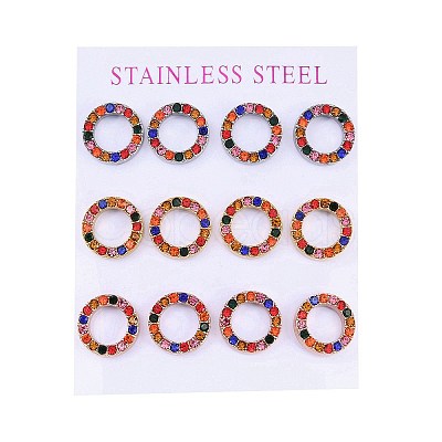PVD Vacuum Plating 304 Stainless Steel Stud Earrings EJEW-C099-09-01-1