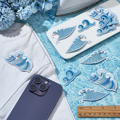 12Pcs 4 Styles Computerized Embroidery Cloth Iron On/Sew On Patches DIY-FG0006-51-1