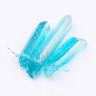 Electroplated Natural Quartz Crystal Graduated Beads Strands G-P315-A07-1
