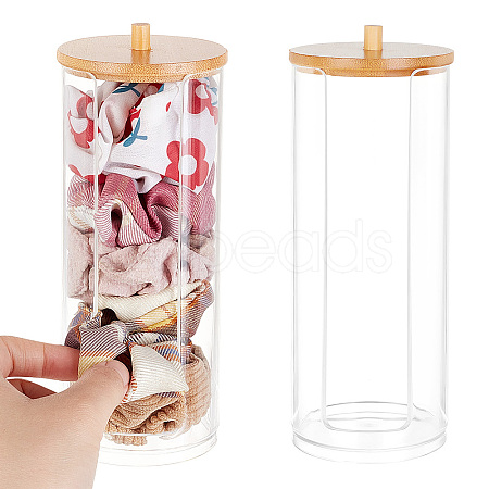 Transparent Acrylic Cotton Ball Swab Storage Canister MRMJ-WH0086-07-1