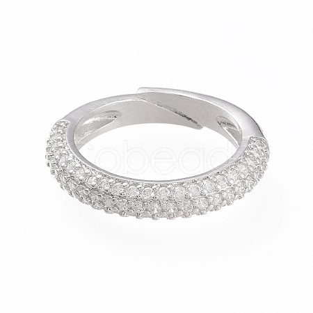 Adjustable Brass Micro Pave Cubic Zirconia Cuff Rings RJEW-L098-007A-P-1