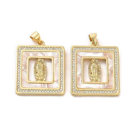 Rack Plating Brass Micro Pave Clear Cubic Zirconia Pendants KK-A206-01G-1