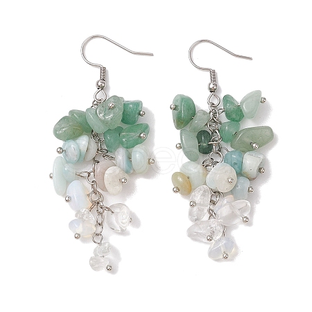 Natural Green Aventurine Earrings EJEW-TA00462-01-1