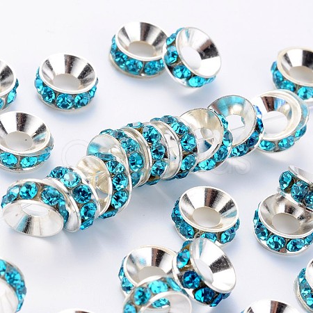 Brass Rhinestone Spacer Beads X-RB-A020-9mm-03S-1