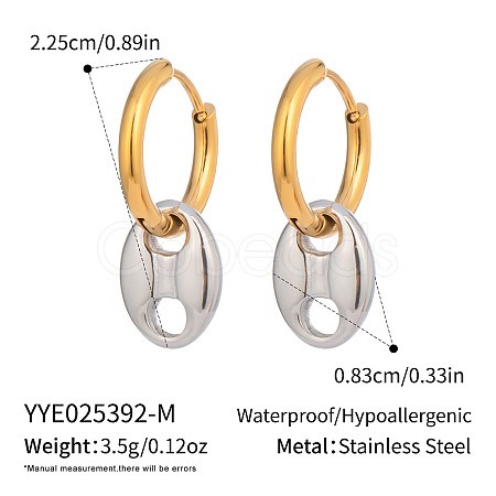 Stainless Steel Two Tone Oval Hoop Earrings YC0014-4-1