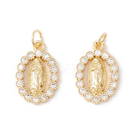 Rack Plating Brass Micro Pave Clear Cubic Zirconia Pendants ZIRC-I057-23G-1