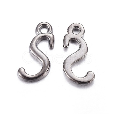 Gunmetal Plated Alloy Letter Pendants PALLOY-J718-01B-S-1