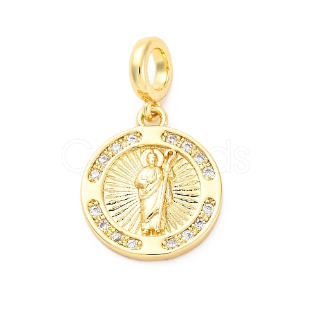 Brass Clear Cubic Zirconia European Dangle Pendants KK-D325-28G-01-1