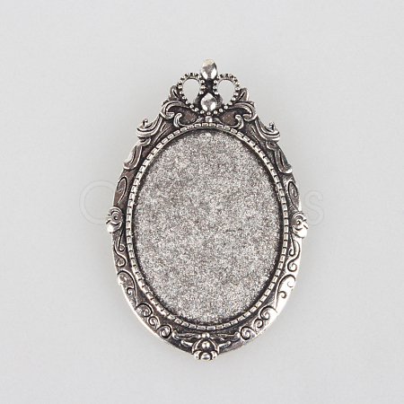 Vintage Tibetan Style Alloy Brooch Cabochon Settings X-PALLOY-N0085-35AS-1