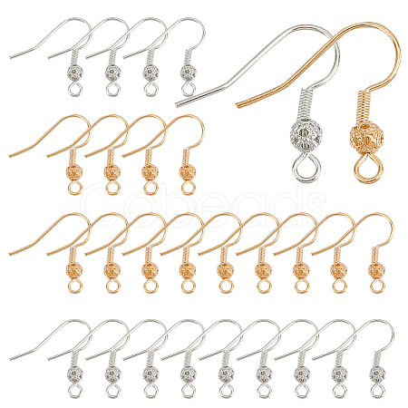 100Pcs 2 Colors Brass French Hooks with Coil and Ball KK-SC0003-62-1