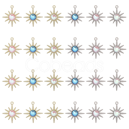 24Pcs 6 Styles Rack Plating Alloy Pendants FIND-CA0008-01-1