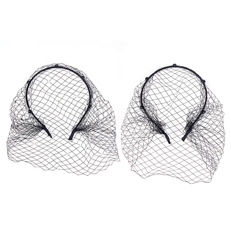 2Pcs 2 Styles Bridal Pearl Mesh Veil Cloth Hair Bands MRMJ-FG0001-16B-1