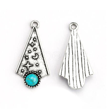 Synthetic Turquoise Alloy Pendants FIND-TAC0014-99E-1
