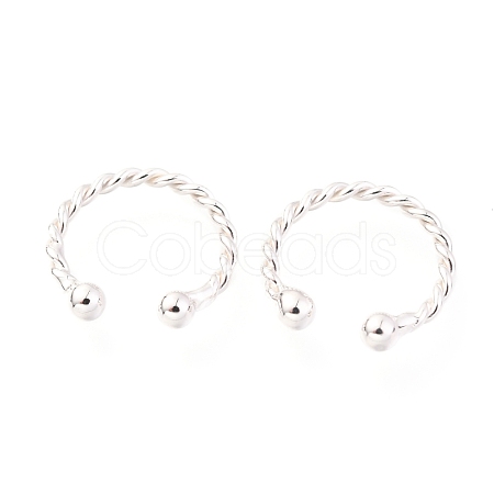 Rhodium Plated 925 Sterling Silver Cuff Earrings EJEW-H124-10P-1