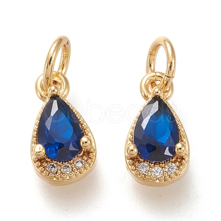 Brass Micro Pave Clear Cubic Zirconia Charms KK-F820-15B-G-1