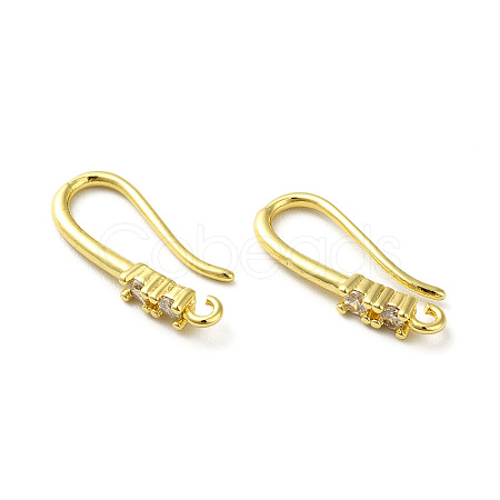 Brass Micro Pave Clear Cubic Zirconia Earring Hooks ZIRC-R112-10G-1