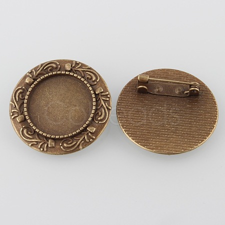 Vintage Alloy Brooch Cabochon Bezel Settings X-PALLOY-O038-32AB-NF-1